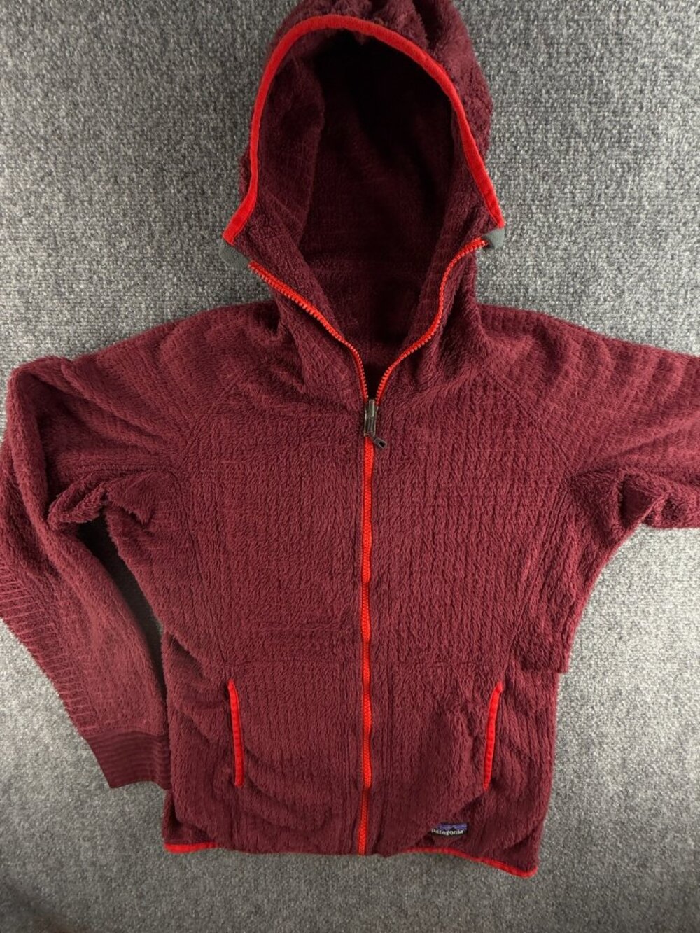 Patagonia R3 Ninja Fleece Jacket Red Zip Hooded Polartec Thermal Pro Soft Fuzzy